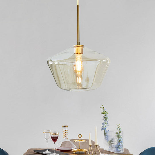 Modern Brass Pendant Light: 4.5/9/12 Wide Glass Shade Hanging Light With Single Lamp Socket - Ideal