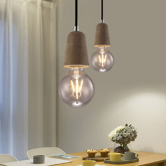 Minimalist Cement Hanging Pendant Light With Open Bulb - Ideal For Cafe And Restaurant