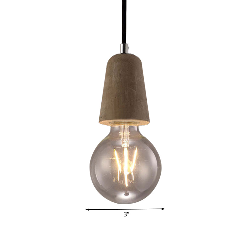 Cement Pendant Lamp - Open Bulb Minimalist Style 1-Light Ideal For Cafes And Restaurants