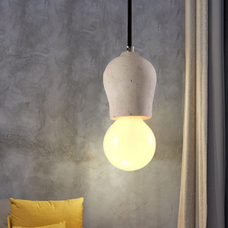 Minimalist Cement Hanging Pendant Light With Open Bulb - Ideal For Cafe And Restaurant Grey / B