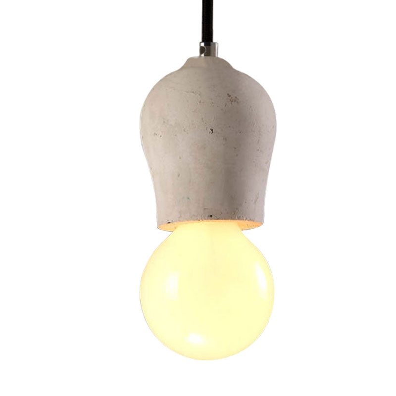 Cement Pendant Lamp - Open Bulb Minimalist Style 1-Light Ideal For Cafes And Restaurants