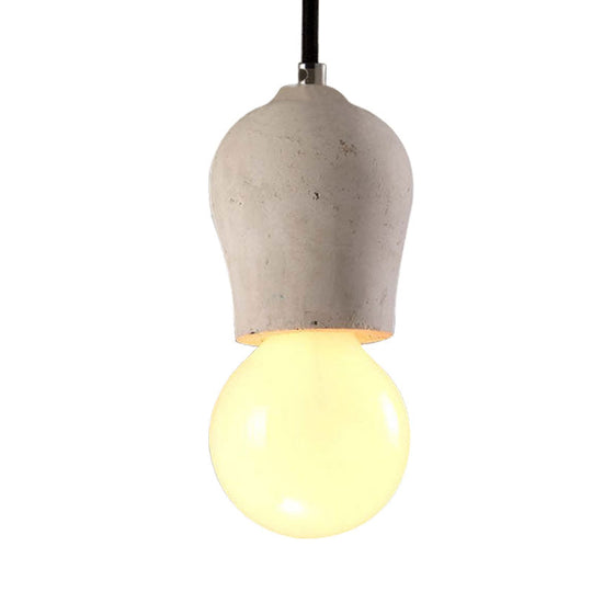 Cement Pendant Lamp - Open Bulb Minimalist Style 1-Light Ideal For Cafes And Restaurants