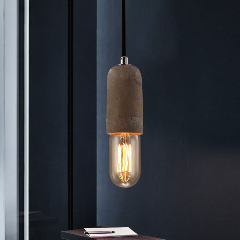 Cement Pendant Lamp - Open Bulb Minimalist Style 1-Light Ideal For Cafes And Restaurants
