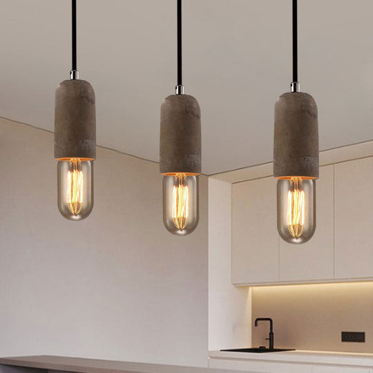 Cement Pendant Lamp - Open Bulb Minimalist Style 1-Light Ideal For Cafes And Restaurants