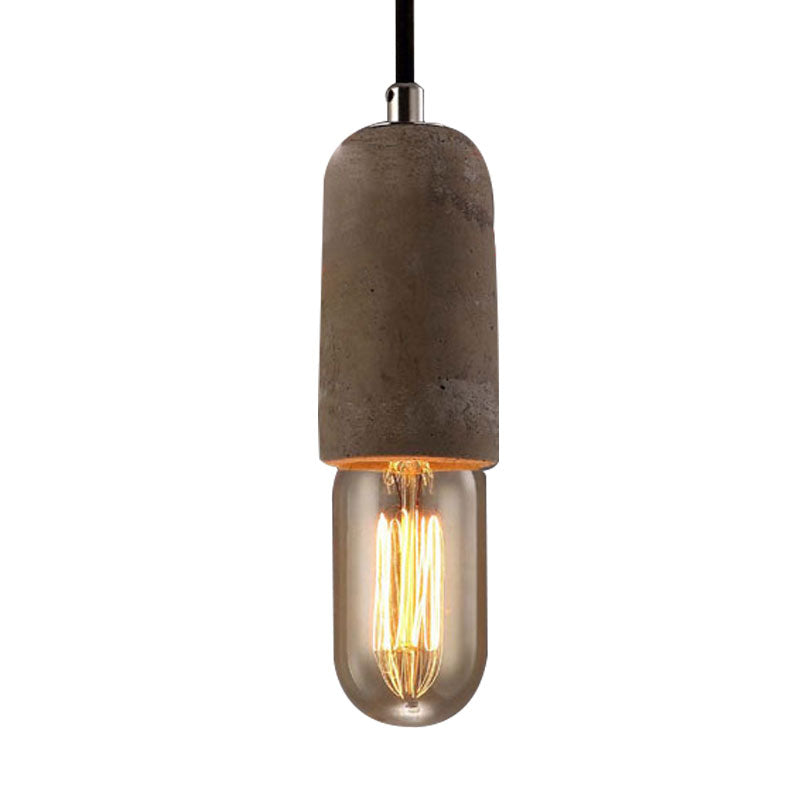 Cement Pendant Lamp - Open Bulb Minimalist Style 1-Light Ideal For Cafes And Restaurants