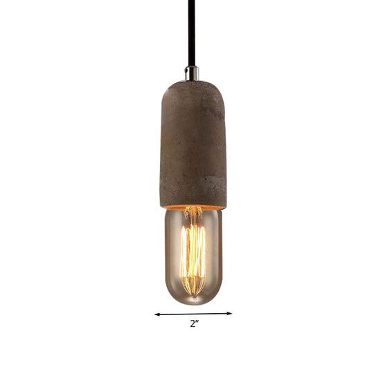 Minimalist Cement Hanging Pendant Light With Open Bulb - Ideal For Cafe And Restaurant