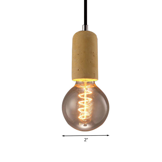 Minimalist Cement Hanging Pendant Light With Open Bulb - Ideal For Cafe And Restaurant