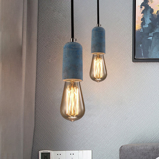 Cement Pendant Lamp - Open Bulb Minimalist Style 1-Light Ideal For Cafes And Restaurants