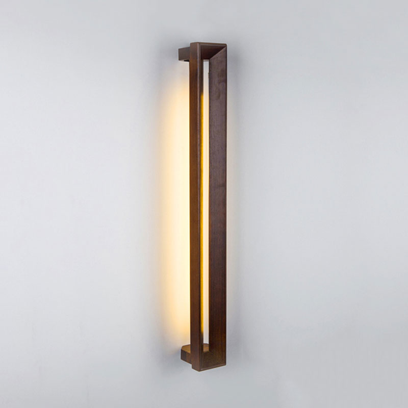 Stylish Asian Wooden Led Wall Sconce In Dark Brown - Ideal For Study Room & Bathroom Lighting