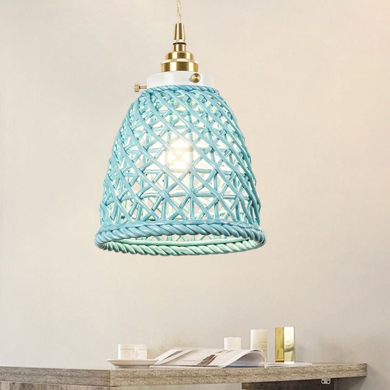 Modern Ceramic Dome Basket Pendant Light With Single Bulb - Perfect For Galleries And More