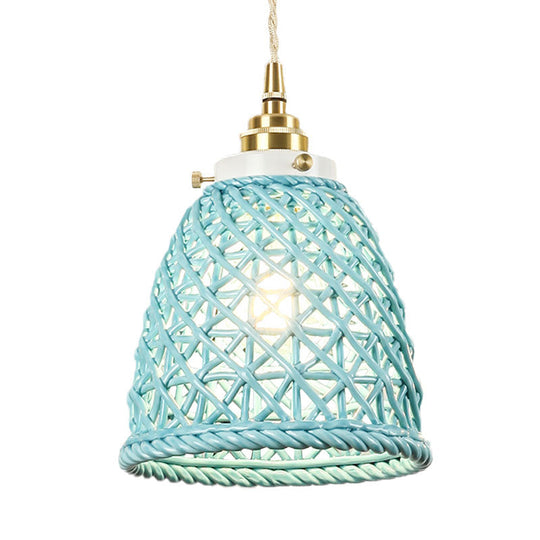 Modern Ceramic Hanging Pendant Light With Dome Basket Design - Illuminate Your Gallery One Bulb!