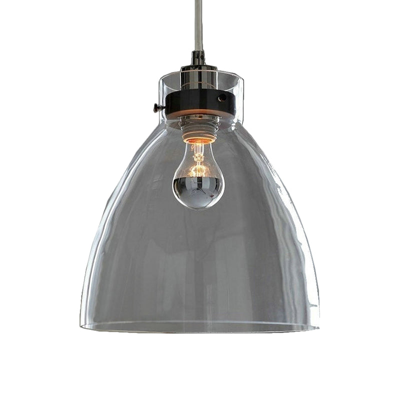 Simplicity Clear Glass Pendant: Bell Shade Down Lighting For Dining Table - 1-Light Hanging Light