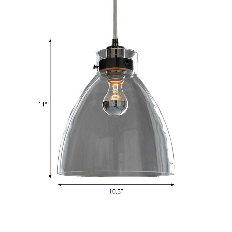 Simplicity Clear Glass Pendant: Bell Shade Down Lighting For Dining Table - 1-Light Hanging Light