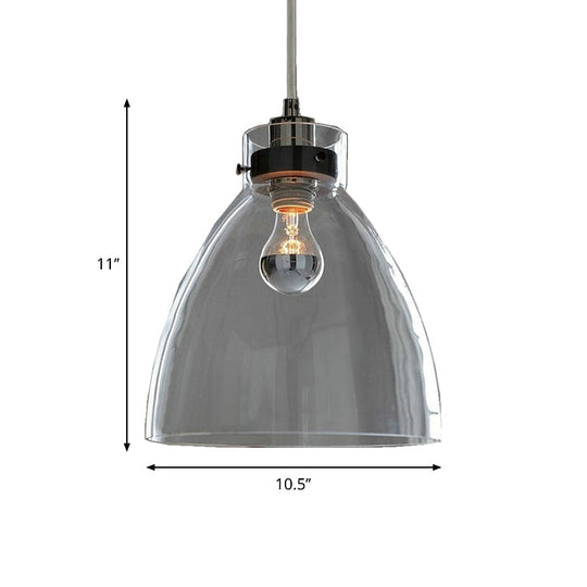 Simplicity Clear Glass Pendant: Bell Shade Down Lighting For Dining Table - 1-Light Hanging Light