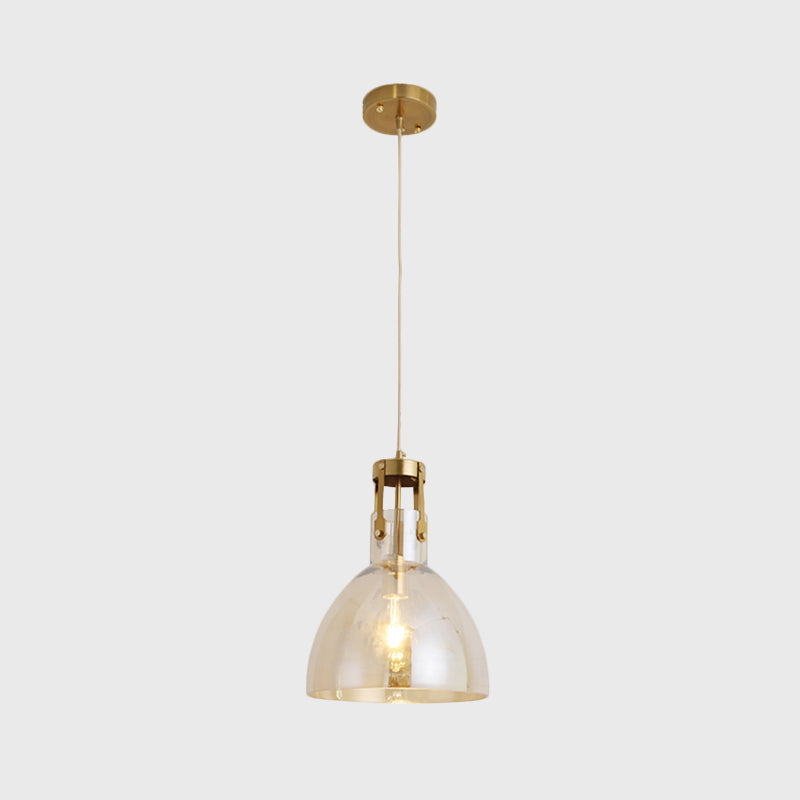 Cognac Glass Drop Pendant Ceiling Lamp For Dining Room Postmodern Single Suspension