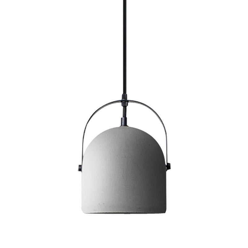 Industrial Gray Dome Pendant Light - Head Cement Ceiling Suspension For Dining Room