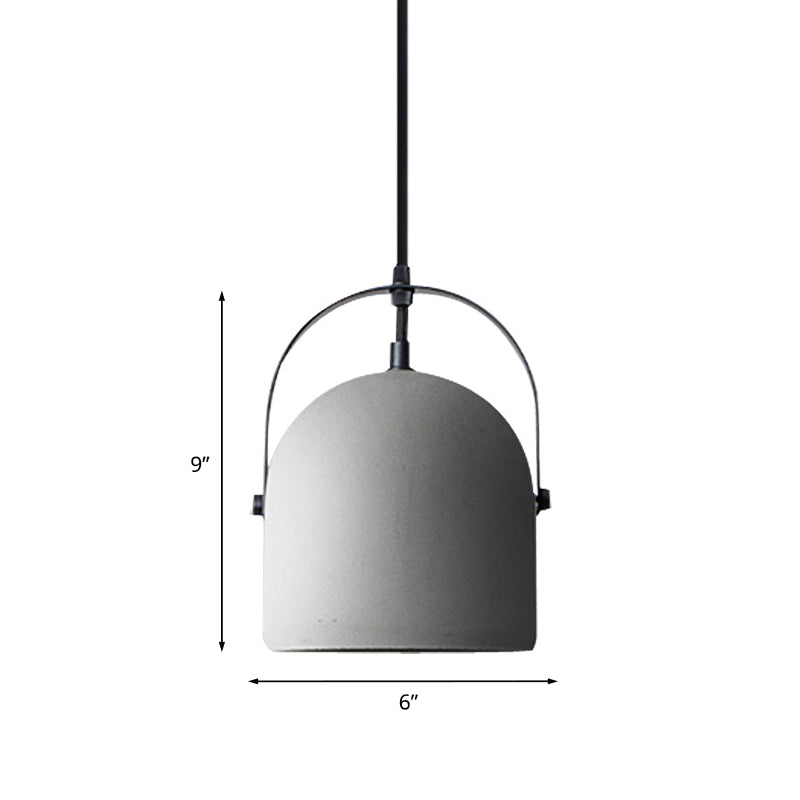 Industrial Gray Dome Pendant Light - Head Cement Ceiling Suspension For Dining Room