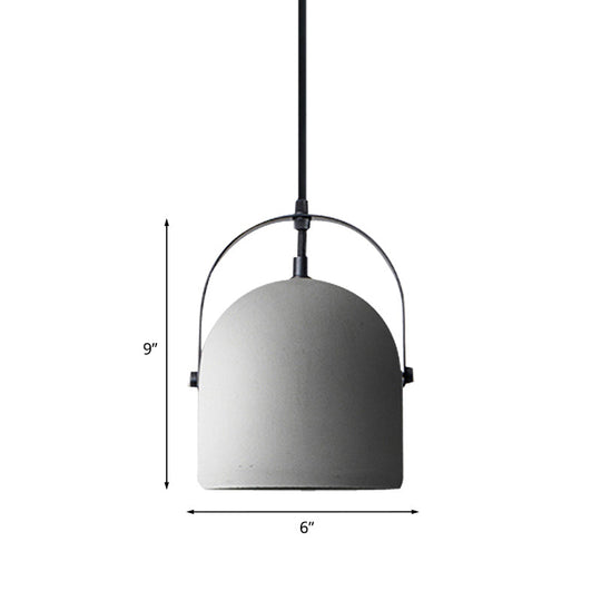 Industrial Gray Dome Pendant Light - Head Cement Ceiling Suspension For Dining Room