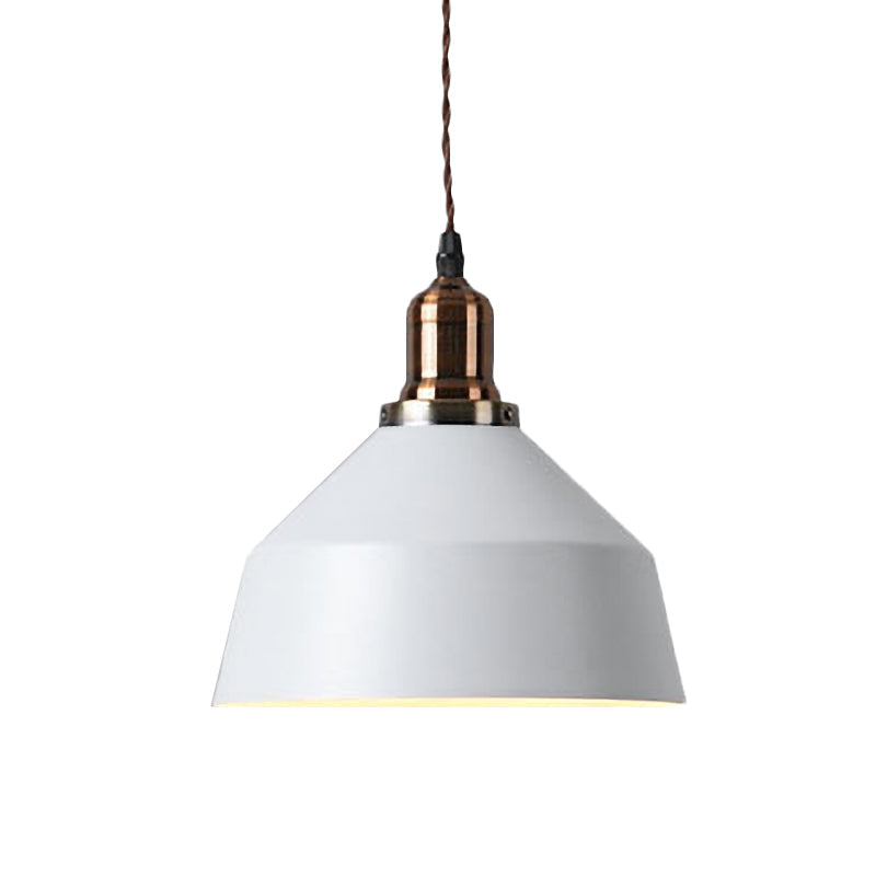 Barn Shade Pendant Light: Industrial Metallic Coffee Shop Fixture 1 Light White Ceiling