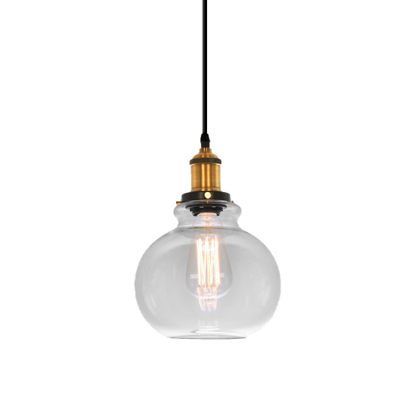 Industrial Clear Glass Pendant Light - Brass Finish 7.5’/11’ Wide