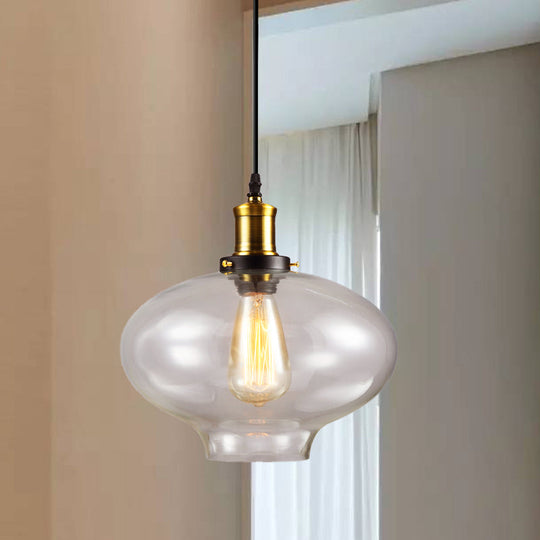 Industrial Clear Glass Pendant Light - Brass Finish 7.5’/11’ Wide