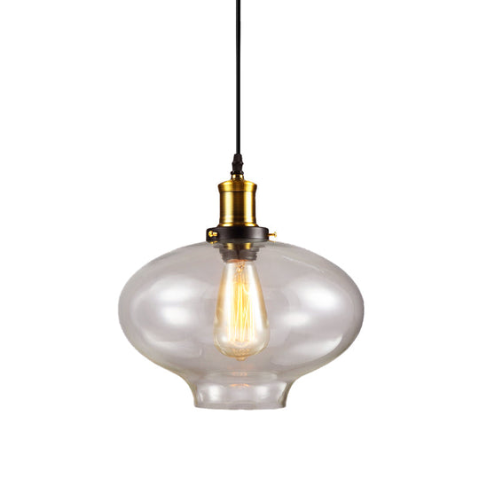 Industrial Clear Glass Pendant Light - Brass Finish 7.5’/11’ Wide