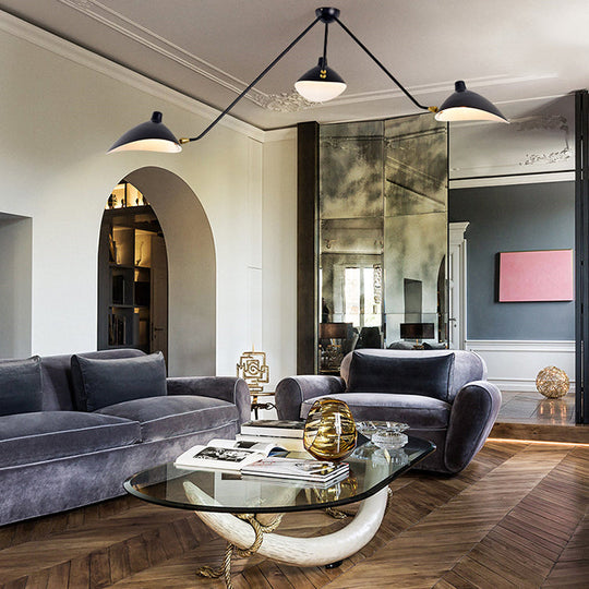 Modern Metal Duckbill Hanging Lamp Black Chandelier With 2/3/5 Lights For Living Room