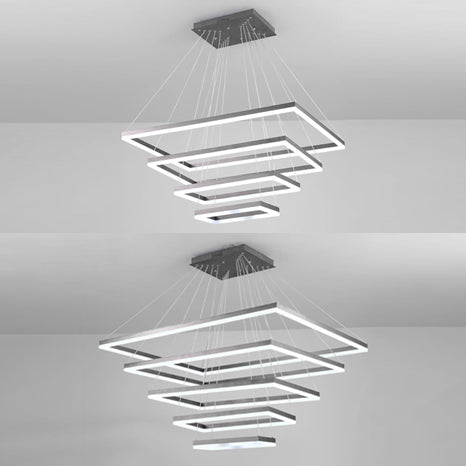 Led Multi-Layer Acrylic Bedroom Chandelier - Minimalist Suspension Pendant In Coffee With