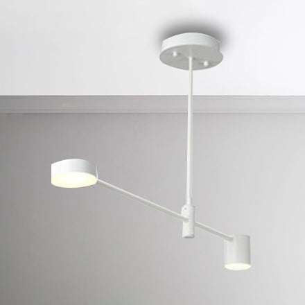 Simple Style Black/White Metal Multi-Tier Asymmetrical 2/4/6/8-Head Pendant Light In