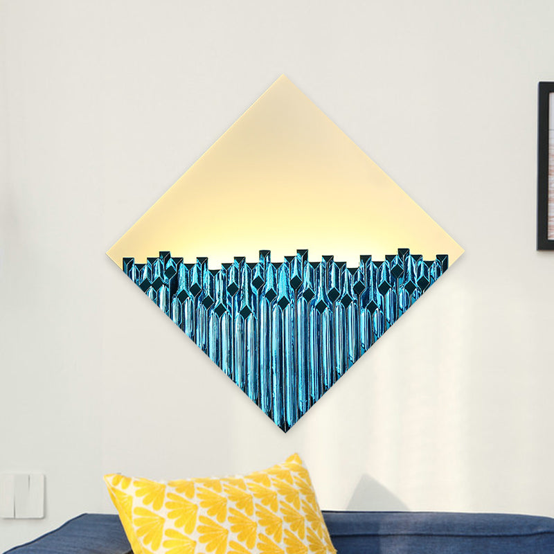 Harlequin Metallic Led Wall Lamp - Asia Inspired Acrylic Gold/Blue Surface