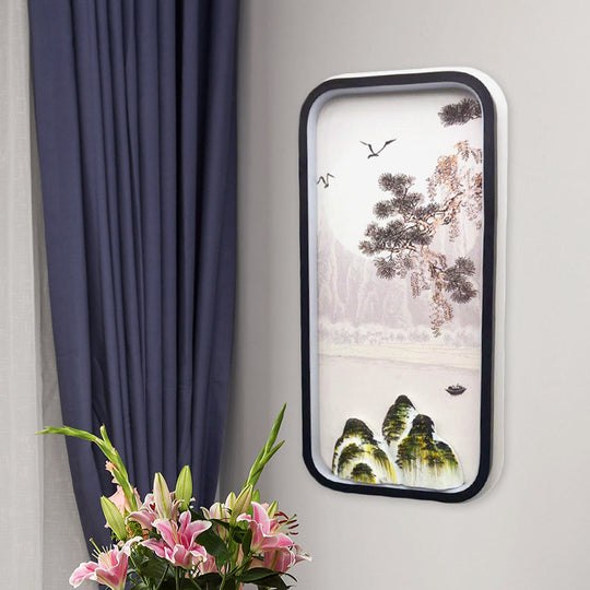 Modern Acrylic Pine Tree Led Wall Light In Black For Guest Room Décor