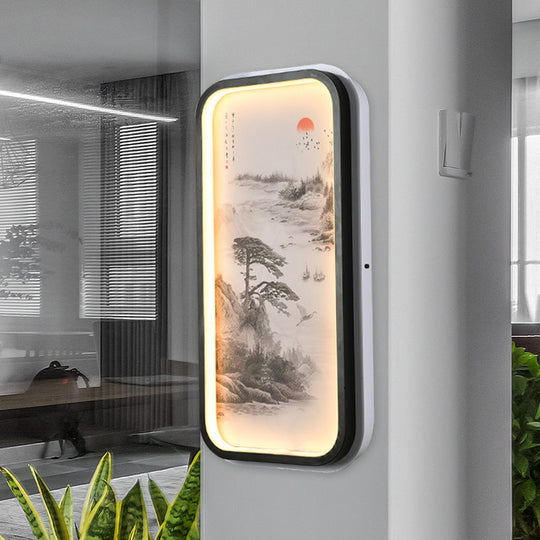 Modern Acrylic Pine Tree Led Wall Light In Black For Guest Room Décor / A