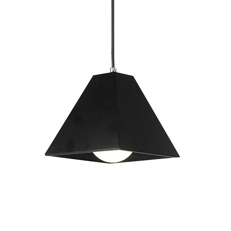 Modern Metal Pyramid Pendant Lamp - Adjustable Cord Black/White 1 Light For Living Room