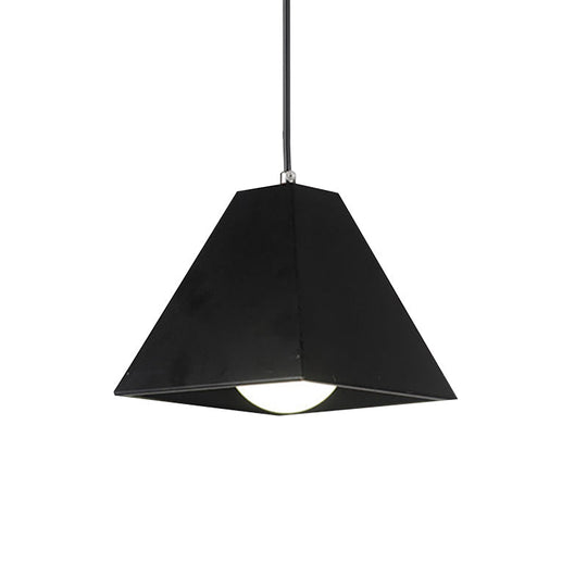 Modern Metal Pyramid Pendant Lamp - Adjustable Cord Black/White 1 Light For Living Room