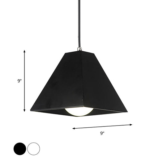 Modern Metal Pyramid Pendant Lamp With Adjustable Cord - 1 Light Black/White Ideal For Living Room