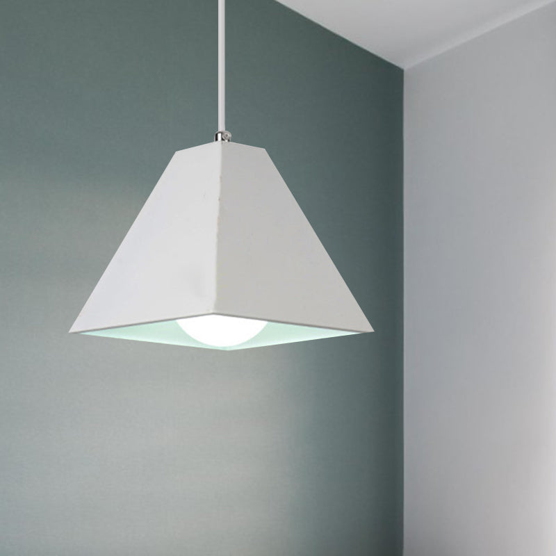 Modern Metal Pyramid Pendant Lamp With Adjustable Cord - 1 Light Black/White Ideal For Living Room