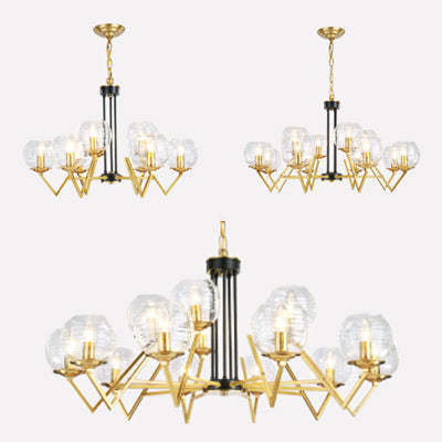 Muriel - Gold Candle Living Room Chandelier With Oval Shade Modern Elegant Pendant Light In Finish