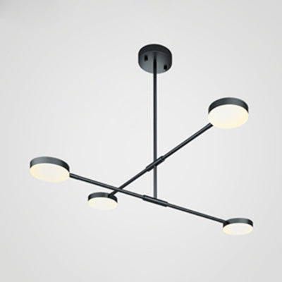 Willow - Stylish Linear Chandelier: 2/4 Lights Led Black Hanging Light 4 / Warm