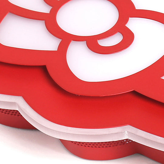 Cartoon Led Ceiling Lamp - Acrylic Peace Sign Kitty Mount Light For Baby Girls Room