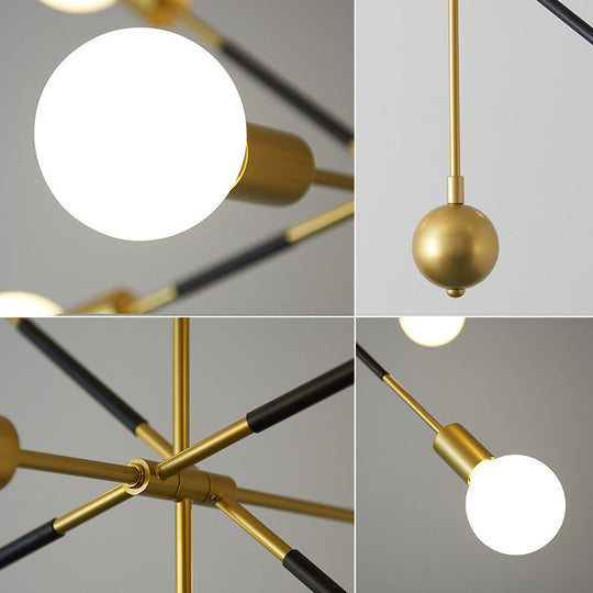 Modern Linear Arm Chandelier Light - Adjustable 6-Light Metallic Suspension Lamp For Restaurants