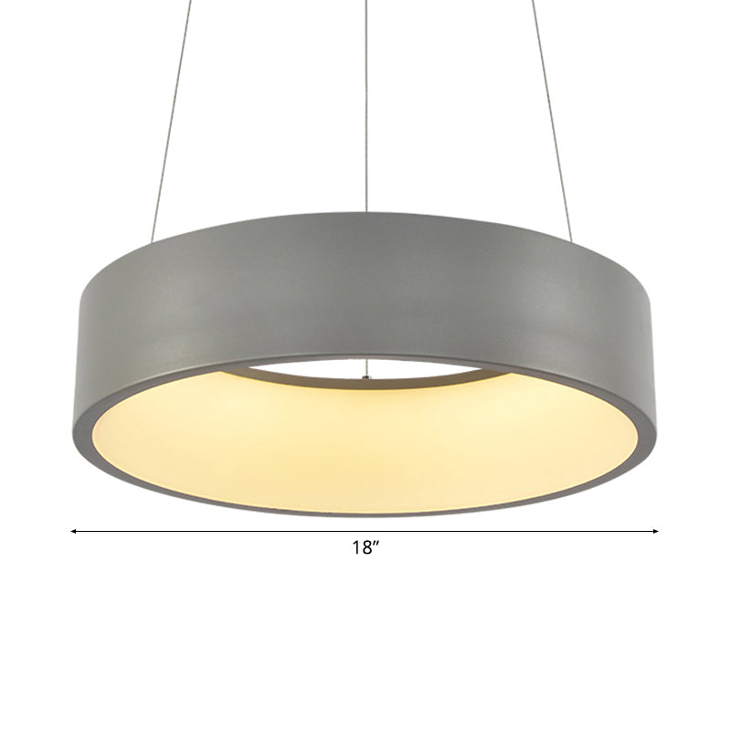 Sleek Metal Pendant Ceiling Light - Simple Design Gray Or White 1 Head Warm/White 18 23.5 Wide