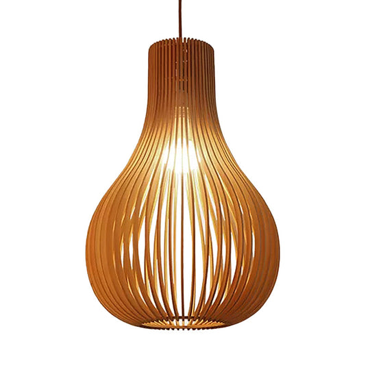 Modern Adjustable Wood Pendant Light - Teardrop Shape Ceiling Fixture