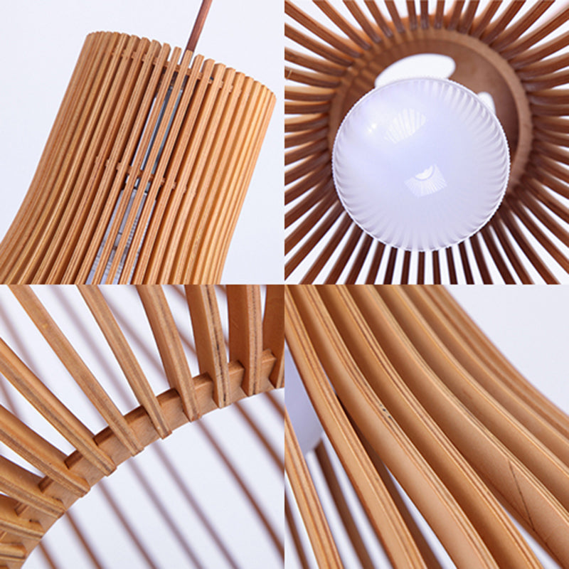 Modern Adjustable Wood Pendant Light - Teardrop Shape Ceiling Fixture