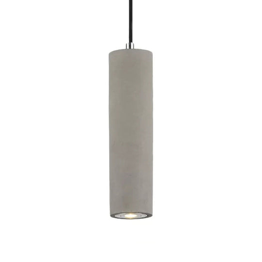Nordic Style Cement Tube Pendant Lighting - 10/19.5 1 Light Grey Hanging Ceiling In Warm/White