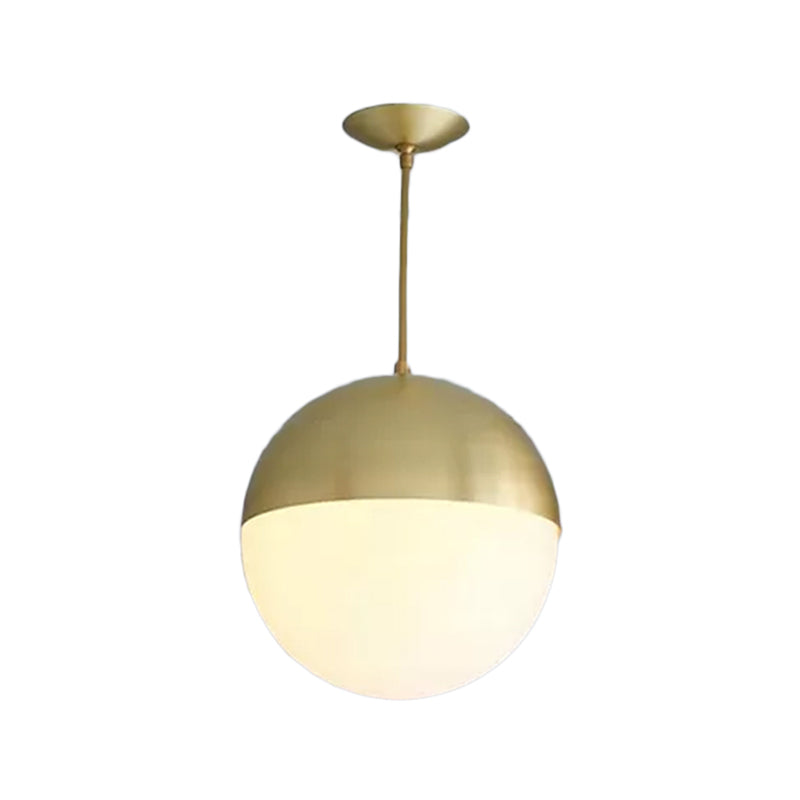 Modernist Black/Gold Sphere Pendant Lamp - 1 Light Opal Glass Ceiling Fixture For Kitchen