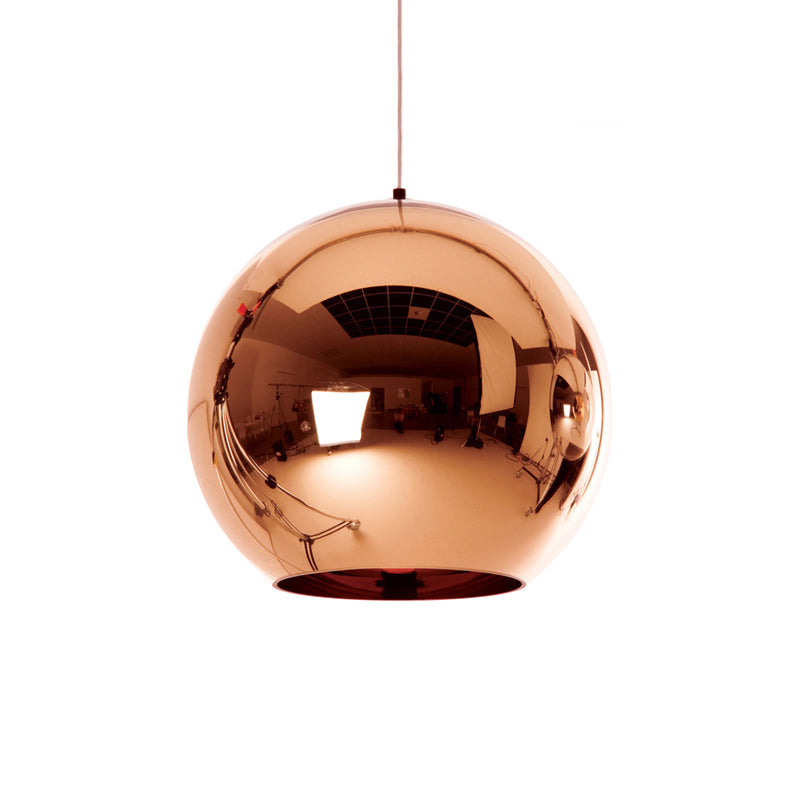 Contemporary Glass Mirror Ball Pendant Lighting - 1 Light Chrome/Gold/Rose Gold 6’/8’/10’W