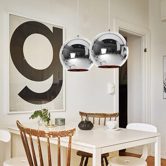 Contemporary Glass Mirror Ball Pendant Lighting - 1 Light Chrome/Gold/Rose Gold 6’/8’/10’W