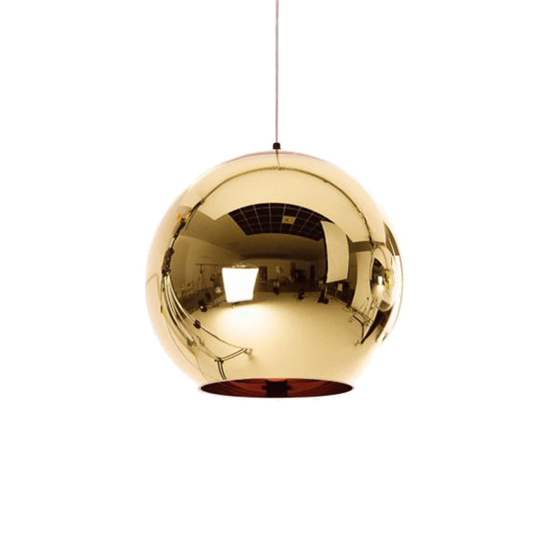 Contemporary Glass Mirror Ball Pendant Light - Chrome/Gold/Rose Gold 6/8/10 Width Hanging Ceiling