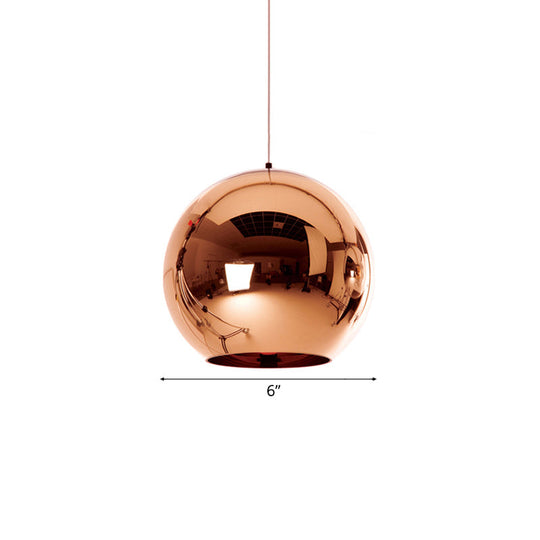 Contemporary Glass Mirror Ball Pendant Light - Chrome/Gold/Rose Gold 6/8/10 Width Hanging Ceiling