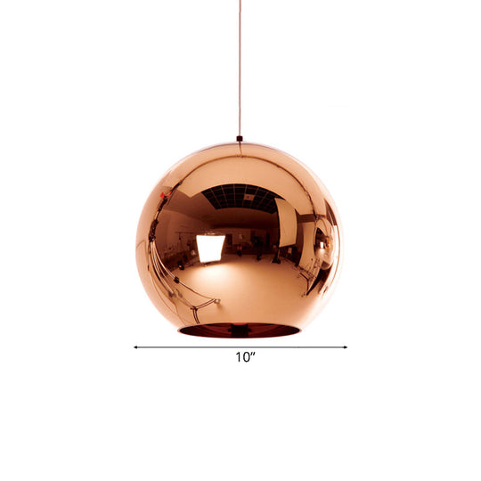 Contemporary Glass Mirror Ball Pendant Lighting - 1 Light Chrome/Gold/Rose Gold 6’/8’/10’W